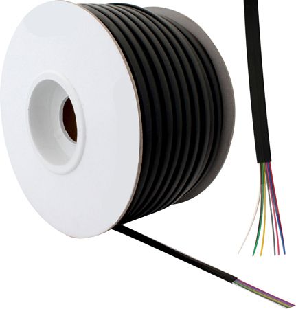 Tecline 08138 Modularkabel flach, 100 m Rolle, 8-adrig, schwarz