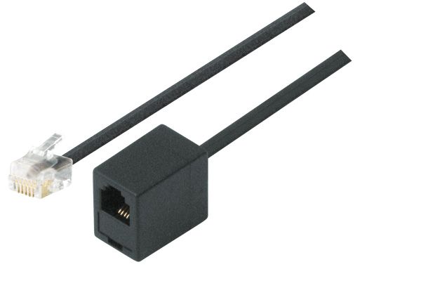 S-Conn 181001 Modular-Verl�ngerungskabel, RJ11 St. (6P4C) / RJ11 Bu. (