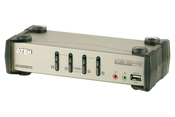 Aten CS1734B ATEN KVM Switch mit Audio, USB 2.0 und PS/2, 4-fach, OSD,
