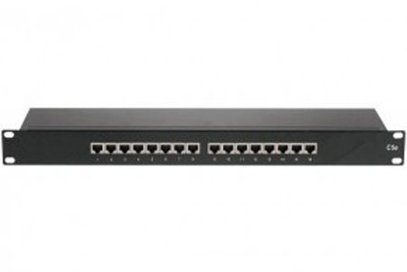 Tecline 257160 Patchfeld, Cat.5e, 16 Port, STP, 1 HE, 19 Zoll, schwarz
