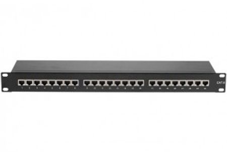 Tecline 257280 Patchfeld, Cat.6, 24 Port, STP, 1 HE, 19 Zoll, schwarz