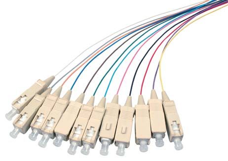 Tecline 39975612 LWL Faserpigtails, farbig, 50/125 �m, OM3-Faser, 12x