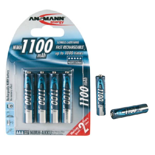 Ansmann 5035232 Ansmann NiMH-Akku, Micro (AAA), 1100mAh, VE: 4