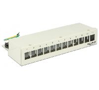 Delock 43335 DeLOCK Mini-Patchpanel, Keystone, 12 Port Desktop, lichtg