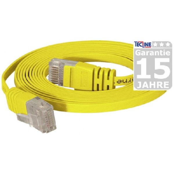 Tecline 77802Y High Quality Flachband Patchkabel Cat. 6, U/UTP, gelb,