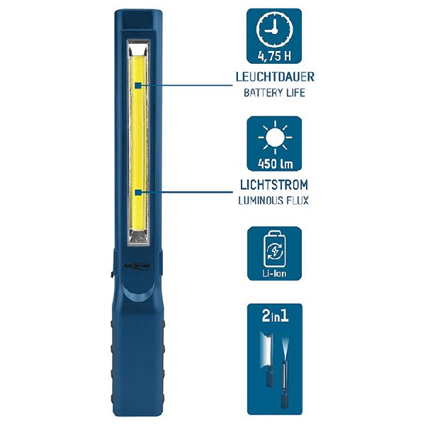 Ansmann 1600-0304 Ansmann Akku LED Werkstattlampe mit 450 Lumen