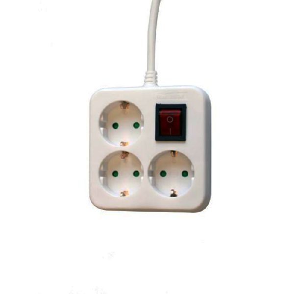Dexlan 994927 Dexlan Steckdosenleiste Quadrat 3-fach, mit Schalter, An
